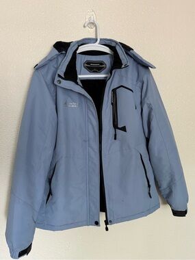 Light Blue Ski Jacket with Black Trim